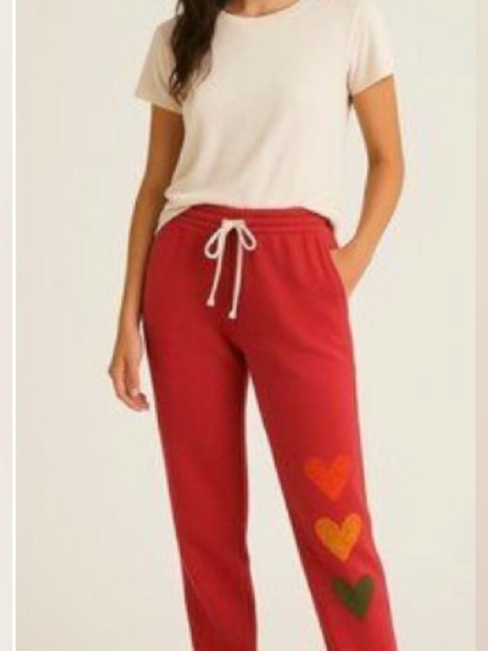 NWT Sundry Heart Graphic Red Sweatpants Joggers - Picture 2 of 10